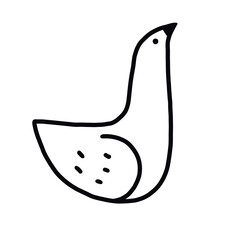 black and white minimalistic doodle icon bird