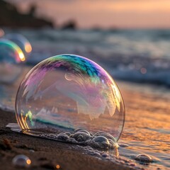 soap bubbles on the water