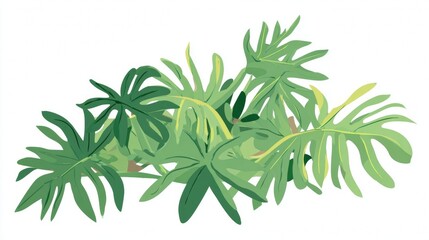 Fototapeta premium A close-up macro shot of a fresh rosemary branch with green leaves isolated on a white background