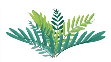 Fototapeta premium A single hand holds fresh green wheat ears and a few leafy twigs, with a white background highlighting the plants