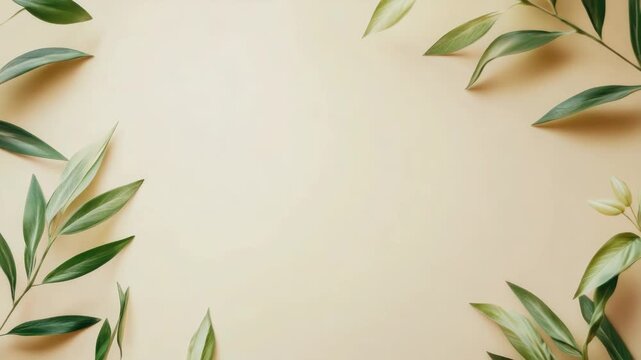 Minimalist leafy border on light background for elegant text space