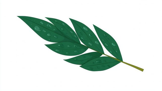 Fototapeta Fresh green leaves and foliage from a natural plant branch are isolated on a crisp white background, perfect for botanical themes