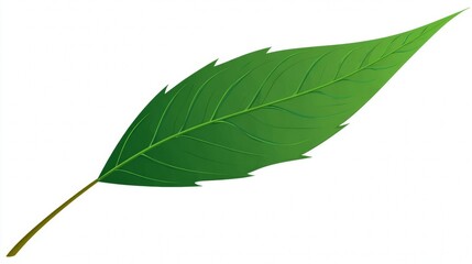 Obraz premium Single vibrant green leaf with intricate veins isolated on a clean white background