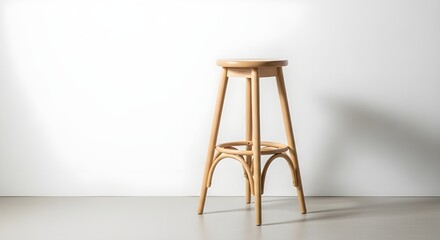 Elegant wooden bar stool with minimalist design, perfect for modern cafes and home bars.