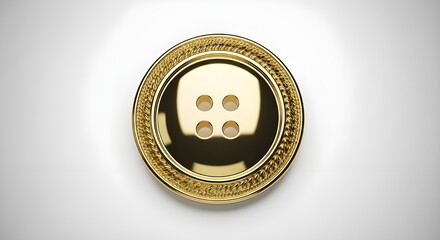 Elegant, luxurious gold button with intricate rope border, symbolizing quality and refinement
