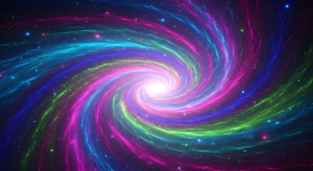 Vibrant cosmic nebula swirls with bright starlight, a captivating journey into the universe's colorful expanse