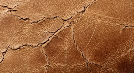 Rich, cracked brown leather texture offers vintage elegance for background design projects