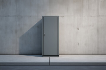 Industrial Metal Cabinet Against Concrete Wall 