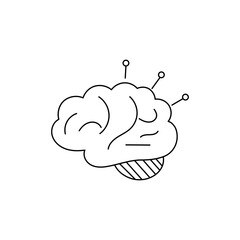 Simple brain line art representing human intelligence and thinking.