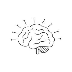 Brain with rays symbolizing creativity, innovation, and bright ideas.