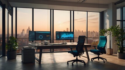 Fototapeta premium Minimalist Home Office: A Clean and Productive Workspace