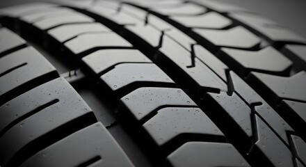 Close-up of a rugged tire tread providing superior grip and performance for any journey.
