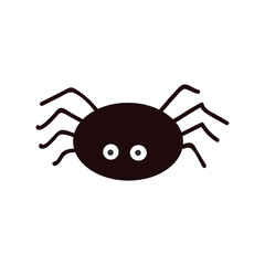 Cute spide. Creepy arachnid symbol for scary themes and Halloween decorations. Simple flat vector isolated on white background.