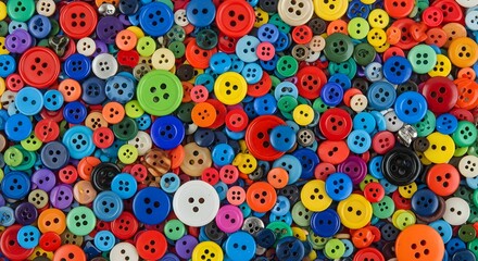 Vibrant explosion of colorful round buttons, perfect for crafts, sewing, and design projects