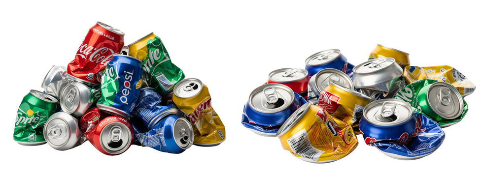 Crushed aluminum soda cans