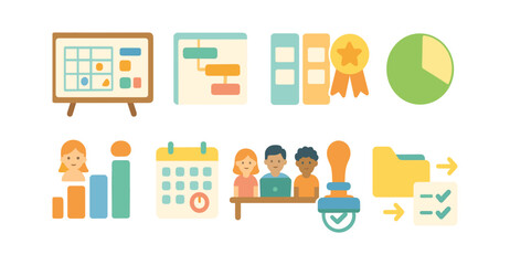 Business and technology icon set. flat style for seamless integration and workflow