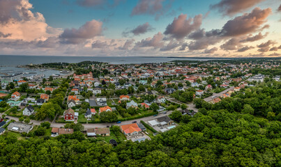 Aerial panoramic view of Borgholm town on the island of Öland in Sweden near the Kalmar sound © tamas