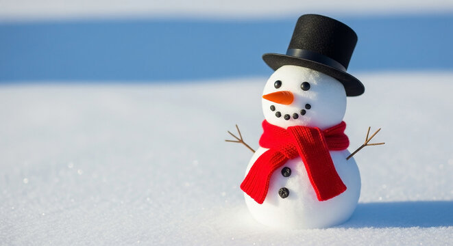Adorable Snowman in Winter Wonderland A Festive Celebration of Cold and Holiday Cheer - Powered by Adobe
