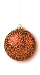 Red Christmas Ornament with Gold Design.