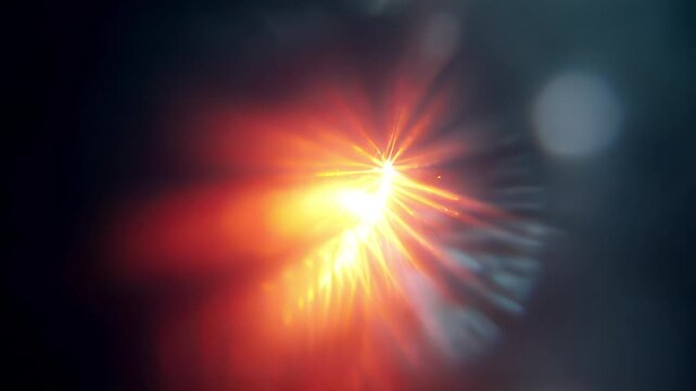 AI generated energetic burst of light radiating in all directions with glowing particles and bokeh