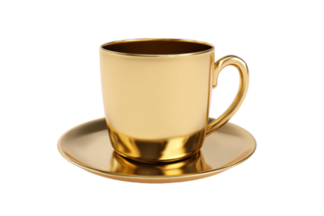 A gold cup with a gold plate