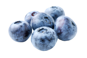 A bunch of blueberries are on a white background