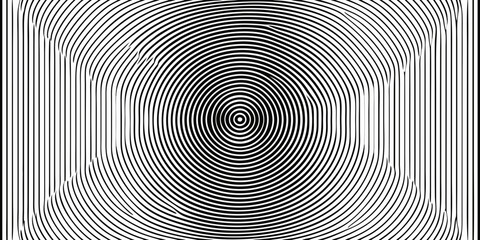 Abstract optical illusion with concentric circles and vertical lines creating a hypnotic effect design