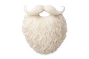 Long white santa claus beard and mustache on transparent background