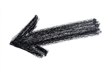 Black chalk-drawn arrow pointing left on white background