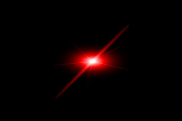 Red Lens Flare Isolated on Black Background