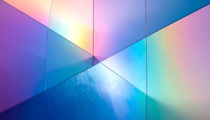 Luminous geometric background with iridescent and prismatic light reflections