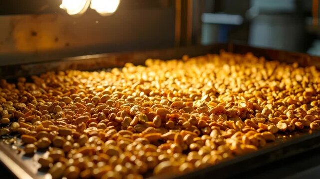 Roasted cashews on baking sheet