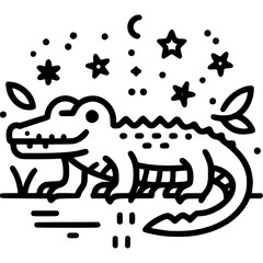 Krokodil Linienkunst Icon - 7