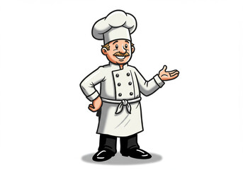 Cartoon Chef Presenting with Open Hand Illustration