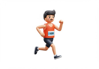 cartoon runner 3d character in action isolated