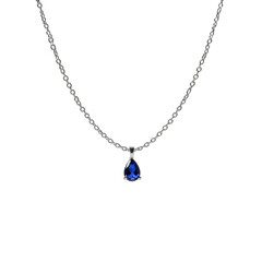 Fototapeta premium Delicate silver necklace with a sapphire pendant isolated