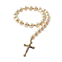 Fototapeta premium Rosary made of luminous pearl beads isolated