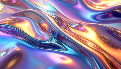 Liquid Metal Abstract Art Iridescent Waves