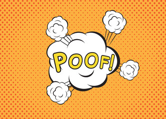 Comic pop art style with poof text vector illustration