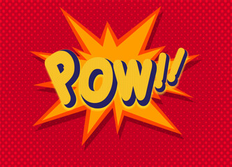 Comic pop art style with pow text vector illustration