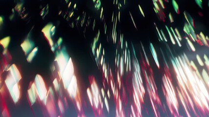 AI generated futuristic cityscape seen at night with glowing vertical lights - Powered by Adobe