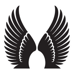 black wings vector illustration, wings silhouette vector, wings vector on white background