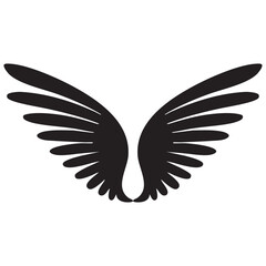 black wings vector illustration, wings silhouette vector, wings vector on white background