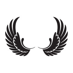 black wings vector illustration, wings silhouette vector, wings vector on white background