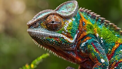 Vibrant Chameleon Closeup Exotic Reptile Macro Nature Shot