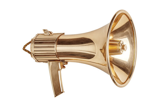 Polished gold megaphone, angled view (3)