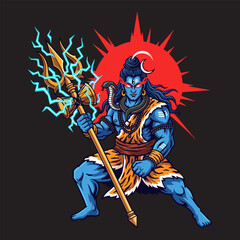 Obraz premium Illustration of Lord Shiva in an angry position