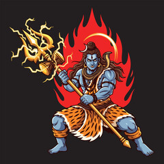 Fototapeta premium Illustration of Lord Shiva in an angry position