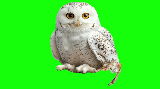 Snowy owl seamless pattern with a green screen background, perfect for designers