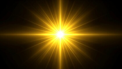 Obraz premium Radiant yellow light burst on black background
